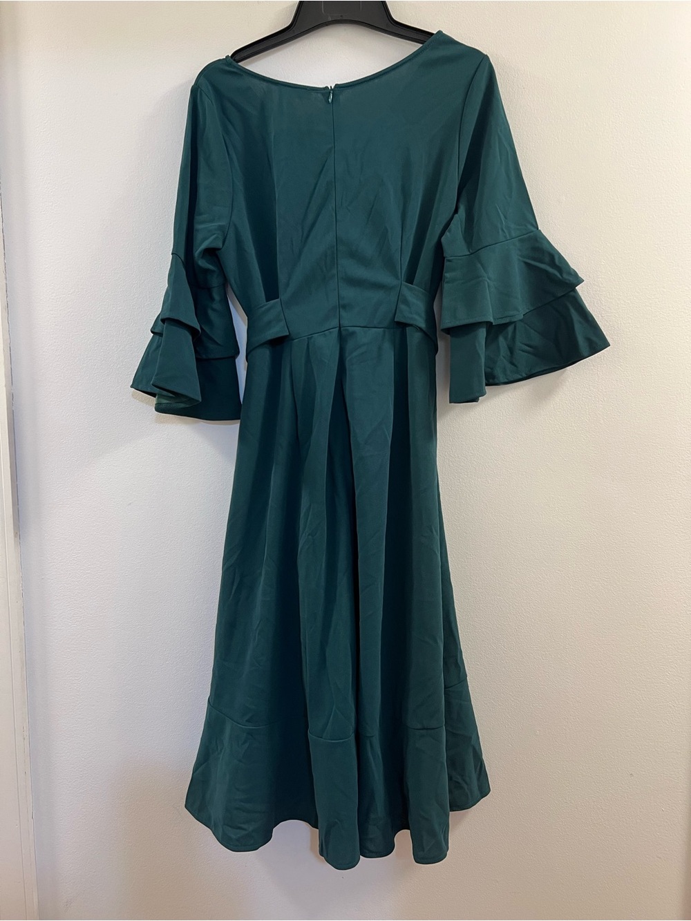 Talisea Formal Double Bell Sleeve VNeck High Low Split Ruffle Cocktail Dress oh. - Picture 4 of 13